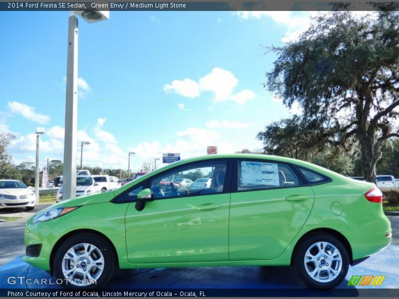 Green Envy / Medium Light Stone 2014 Ford Fiesta SE Sedan