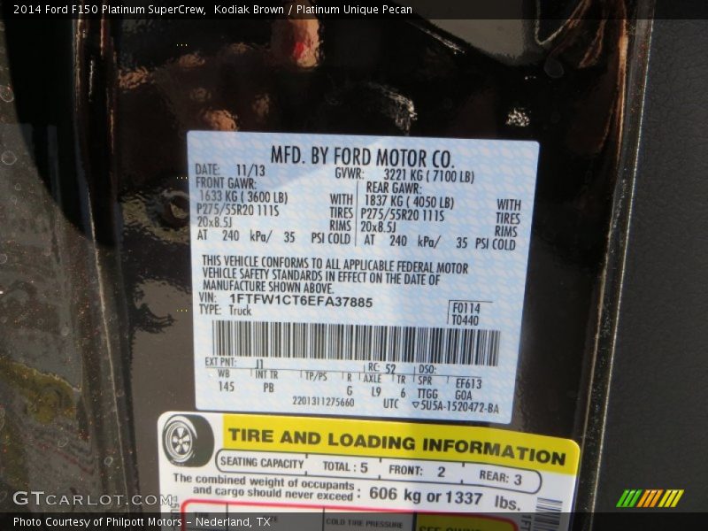 Kodiak Brown / Platinum Unique Pecan 2014 Ford F150 Platinum SuperCrew