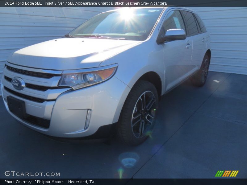 Ingot Silver / SEL Appearance Charcoal Black Leather/Gray Alcantara 2014 Ford Edge SEL