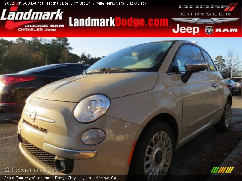 Mocha Latte (Light Brown) / Pelle Nera/Nera (Black/Black) 2012 Fiat 500 Lounge