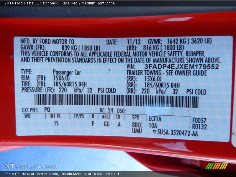 Race Red / Medium Light Stone 2014 Ford Fiesta SE Hatchback