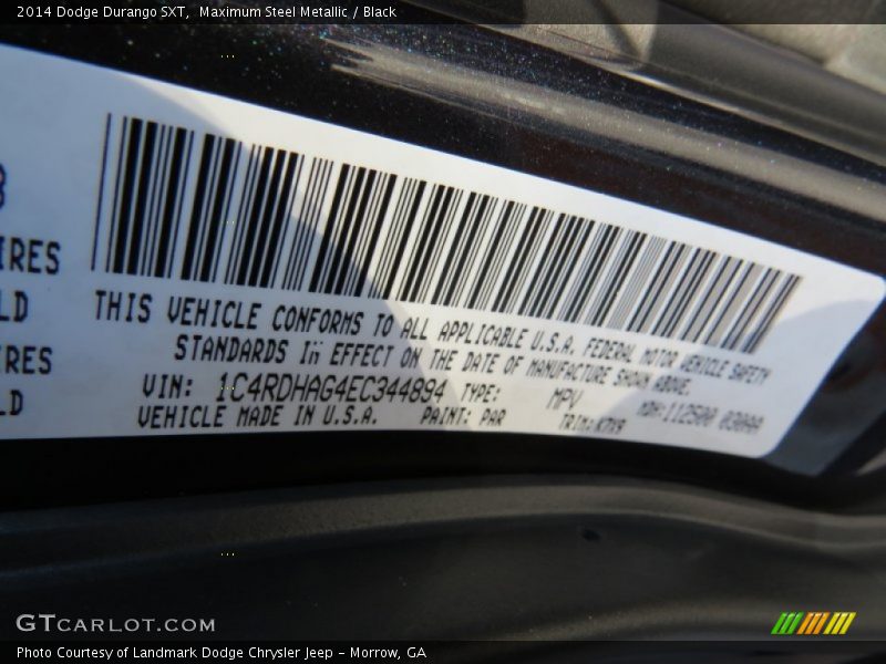 2014 Durango SXT Maximum Steel Metallic Color Code PAR