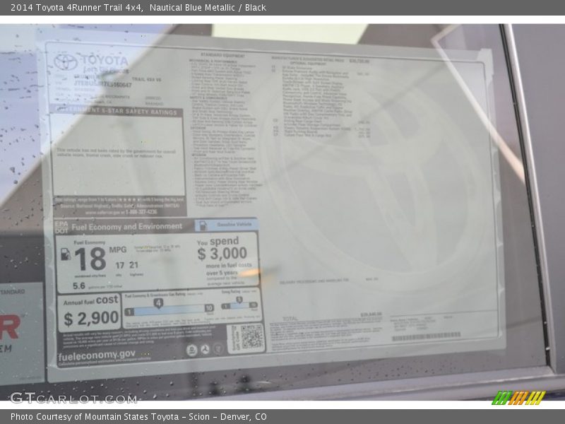 Nautical Blue Metallic / Black 2014 Toyota 4Runner Trail 4x4