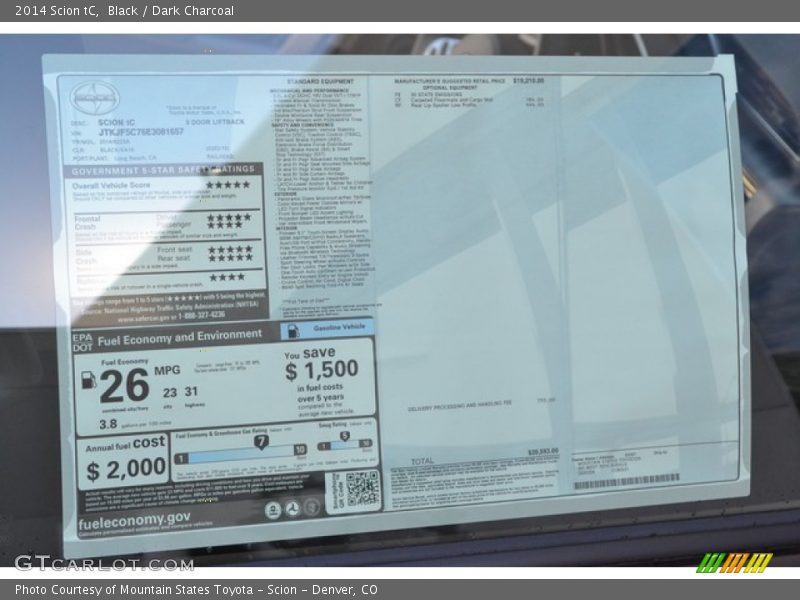 Black / Dark Charcoal 2014 Scion tC