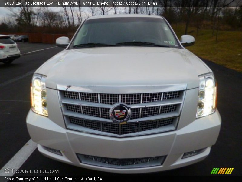 White Diamond Tricoat / Cocoa/Light Linen 2013 Cadillac Escalade ESV Platinum AWD