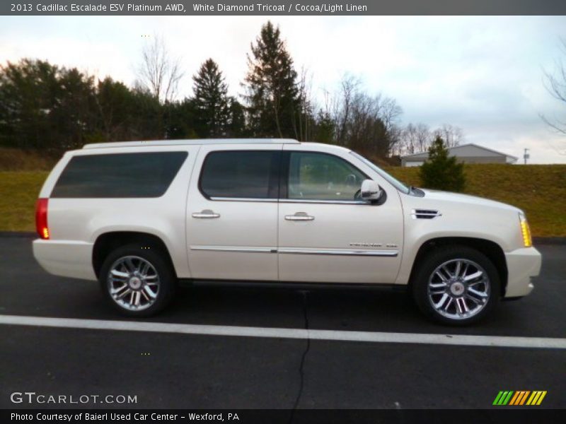 White Diamond Tricoat / Cocoa/Light Linen 2013 Cadillac Escalade ESV Platinum AWD