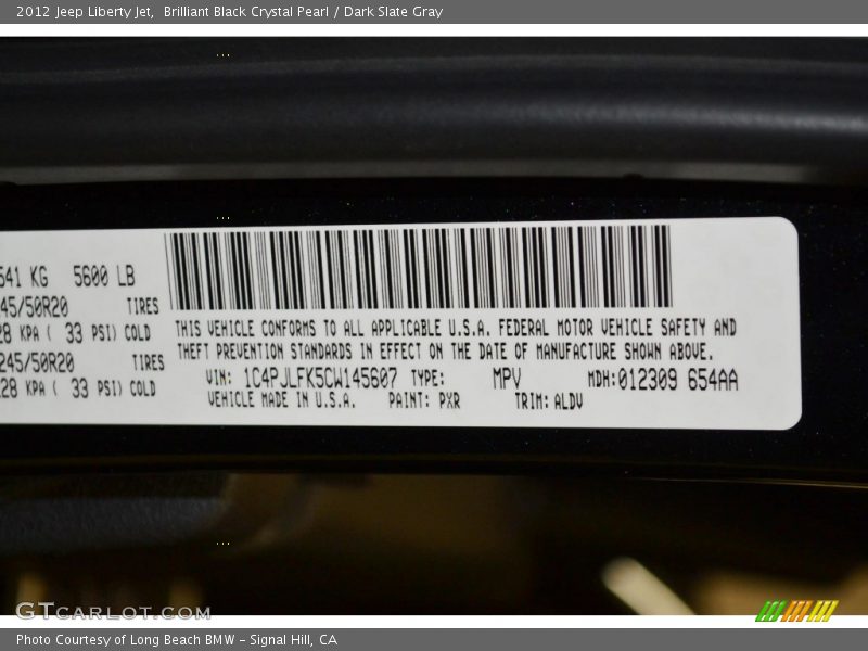 Brilliant Black Crystal Pearl / Dark Slate Gray 2012 Jeep Liberty Jet