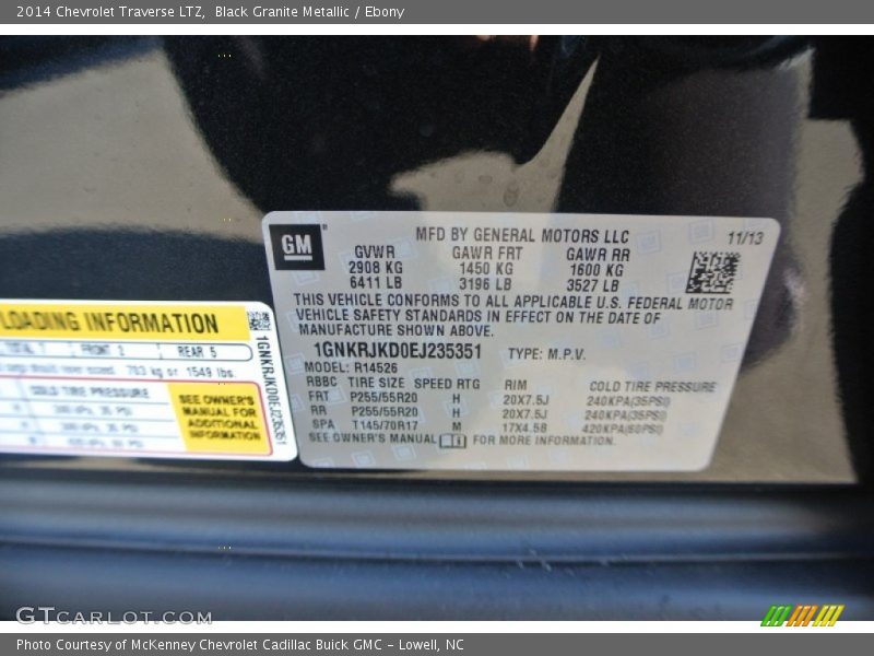 Black Granite Metallic / Ebony 2014 Chevrolet Traverse LTZ