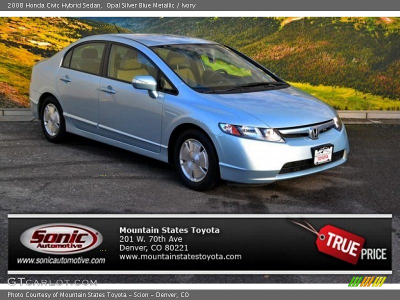Opal Silver Blue Metallic / Ivory 2008 Honda Civic Hybrid Sedan