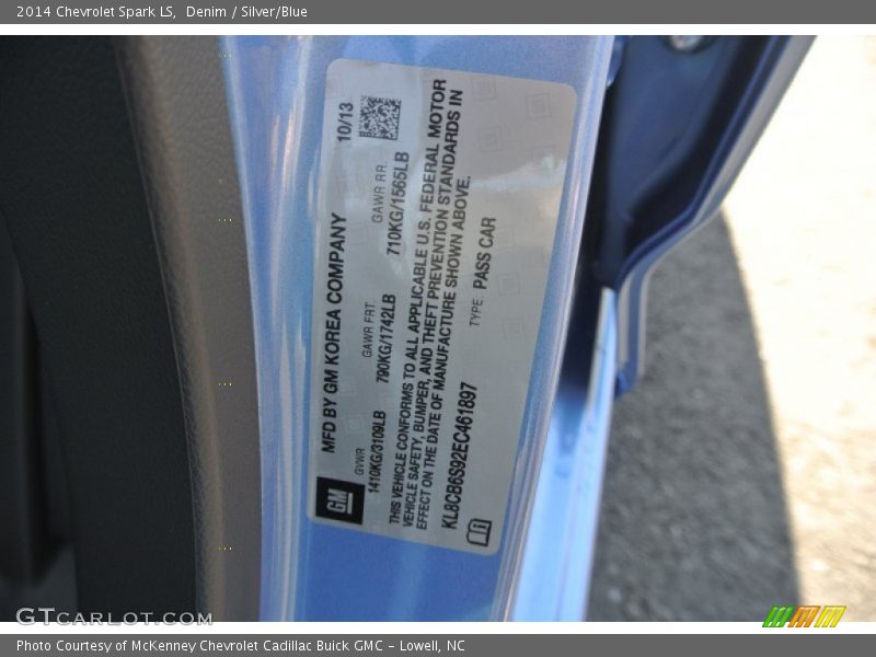 Denim / Silver/Blue 2014 Chevrolet Spark LS