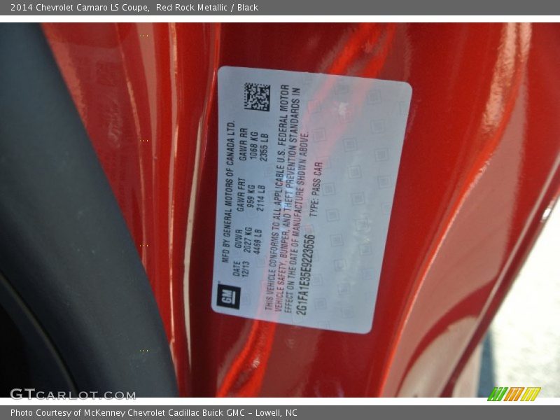 Red Rock Metallic / Black 2014 Chevrolet Camaro LS Coupe