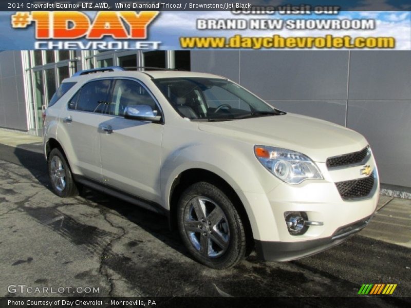 White Diamond Tricoat / Brownstone/Jet Black 2014 Chevrolet Equinox LTZ AWD