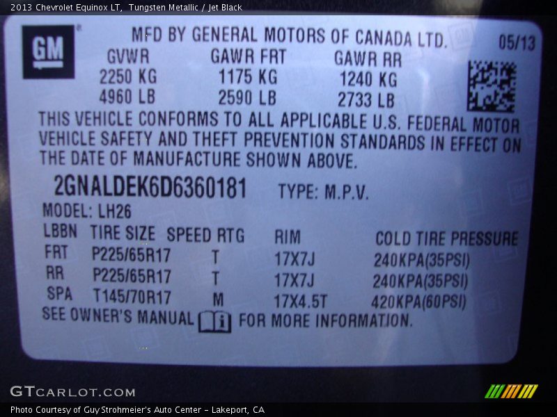 Tungsten Metallic / Jet Black 2013 Chevrolet Equinox LT