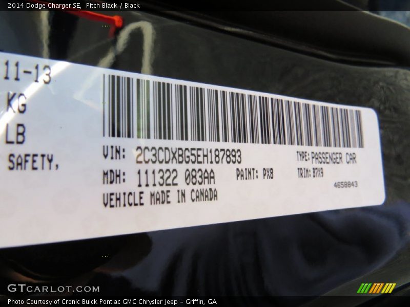 Pitch Black / Black 2014 Dodge Charger SE