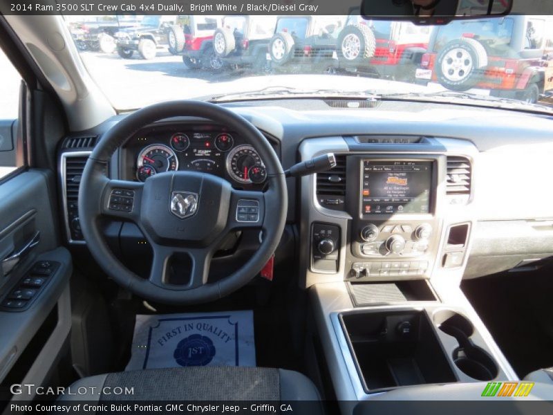 Bright White / Black/Diesel Gray 2014 Ram 3500 SLT Crew Cab 4x4 Dually