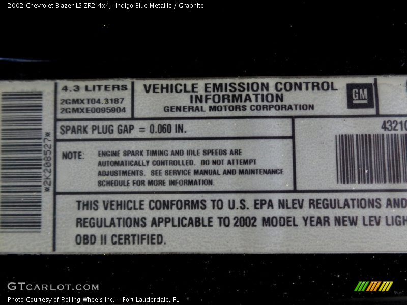 Indigo Blue Metallic / Graphite 2002 Chevrolet Blazer LS ZR2 4x4