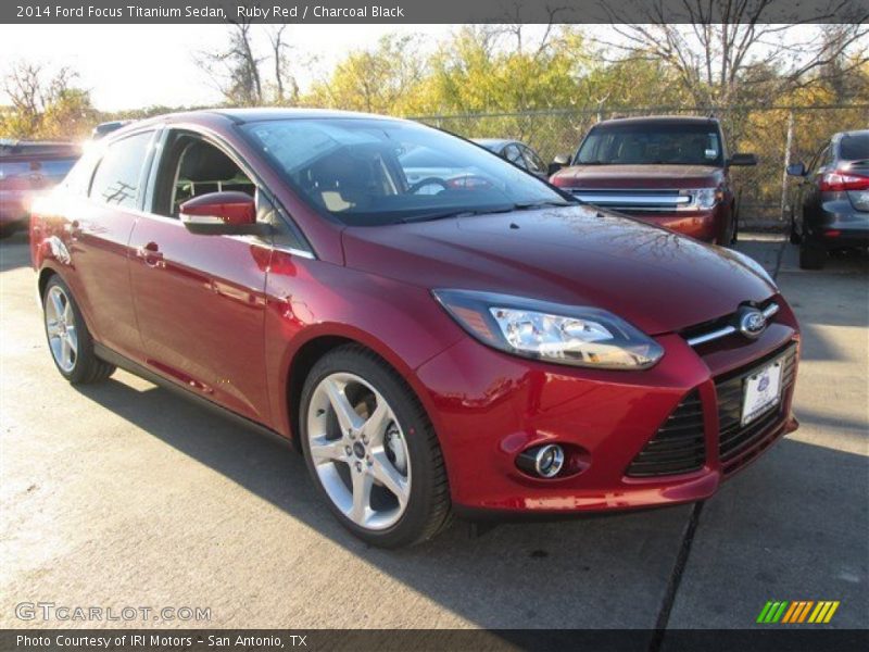 Ruby Red / Charcoal Black 2014 Ford Focus Titanium Sedan