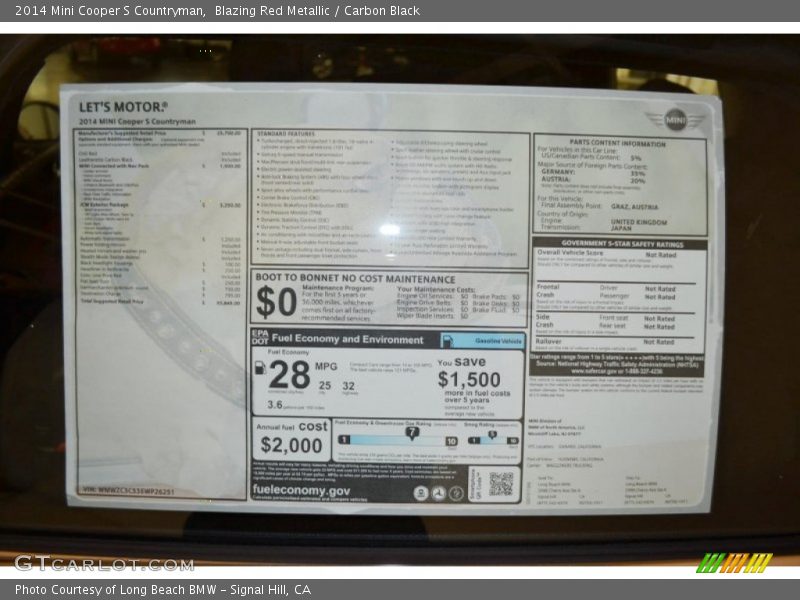 Blazing Red Metallic / Carbon Black 2014 Mini Cooper S Countryman