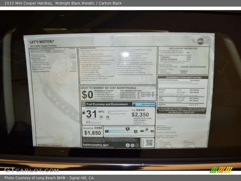 Midnight Black Metallic / Carbon Black 2013 Mini Cooper Hardtop