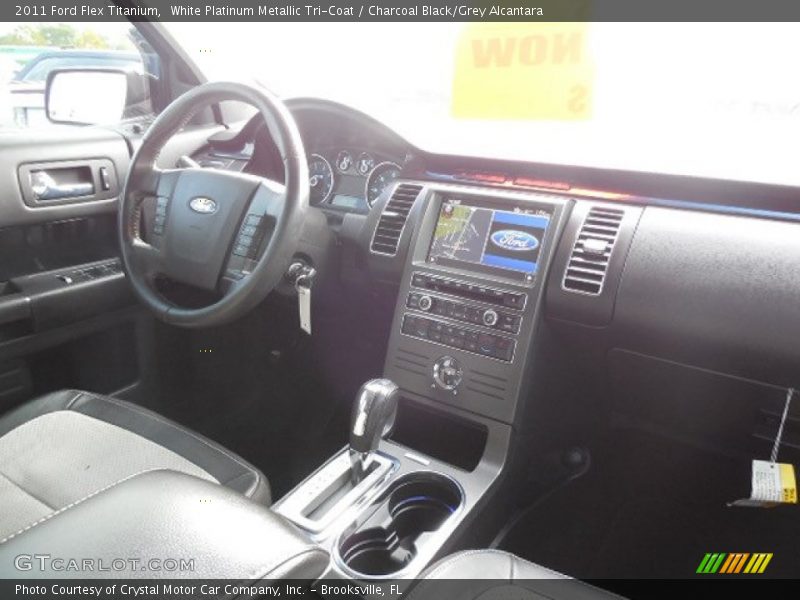 White Platinum Metallic Tri-Coat / Charcoal Black/Grey Alcantara 2011 Ford Flex Titanium