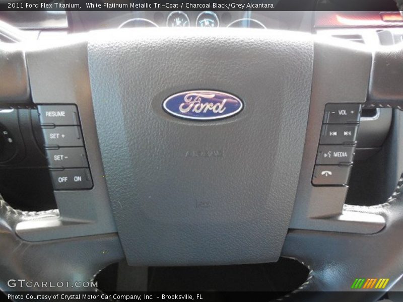 White Platinum Metallic Tri-Coat / Charcoal Black/Grey Alcantara 2011 Ford Flex Titanium