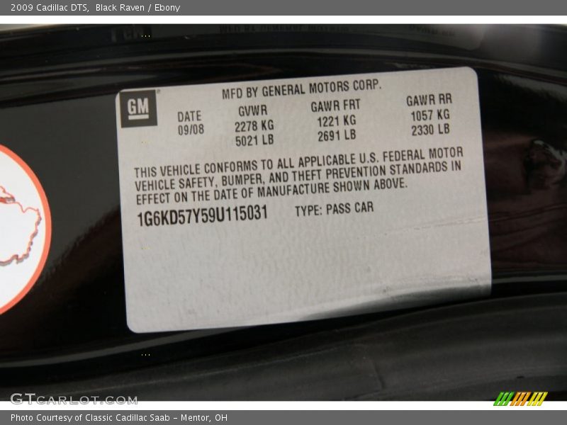 Black Raven / Ebony 2009 Cadillac DTS