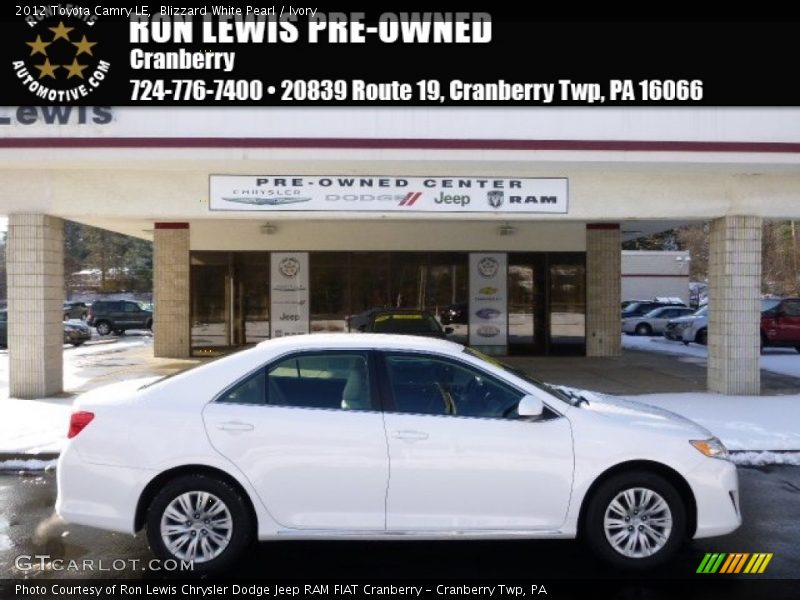 Blizzard White Pearl / Ivory 2012 Toyota Camry LE