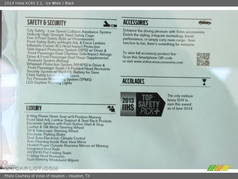 Ice White / Black 2014 Volvo XC60 3.2