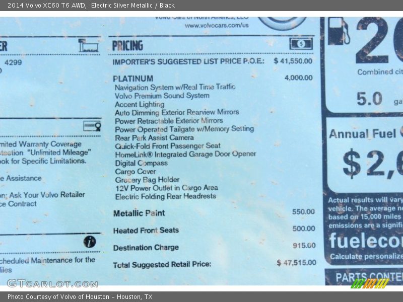 Electric Silver Metallic / Black 2014 Volvo XC60 T6 AWD
