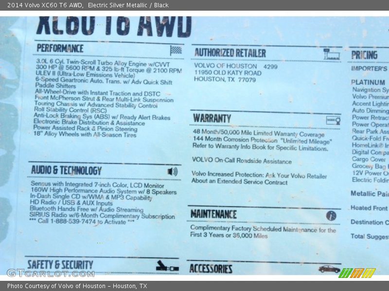 Electric Silver Metallic / Black 2014 Volvo XC60 T6 AWD