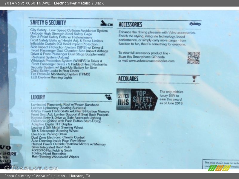 Electric Silver Metallic / Black 2014 Volvo XC60 T6 AWD