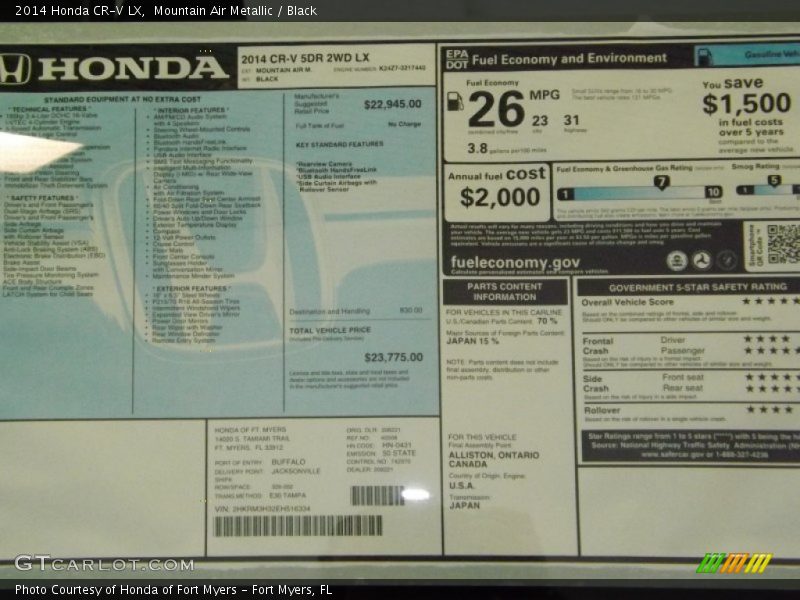 Mountain Air Metallic / Black 2014 Honda CR-V LX