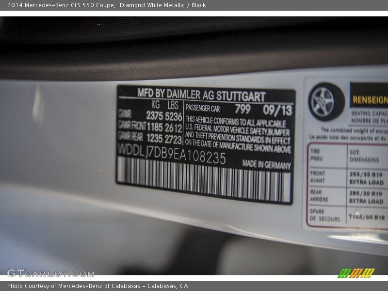 Diamond White Metallic / Black 2014 Mercedes-Benz CLS 550 Coupe