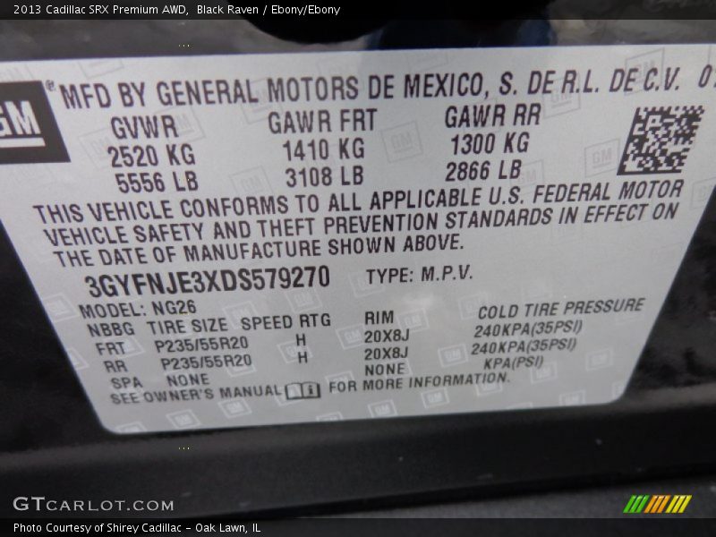 Black Raven / Ebony/Ebony 2013 Cadillac SRX Premium AWD