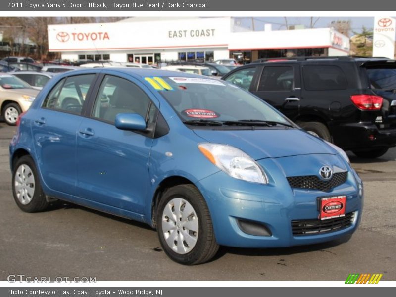 Bayou Blue Pearl / Dark Charcoal 2011 Toyota Yaris 5 Door Liftback