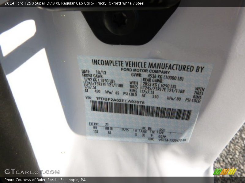 Oxford White / Steel 2014 Ford F250 Super Duty XL Regular Cab Utility Truck