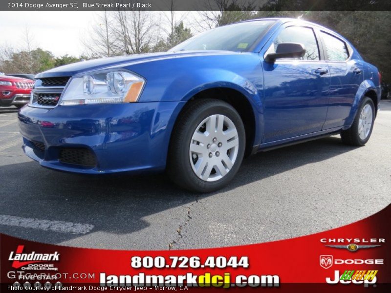 Blue Streak Pearl / Black 2014 Dodge Avenger SE