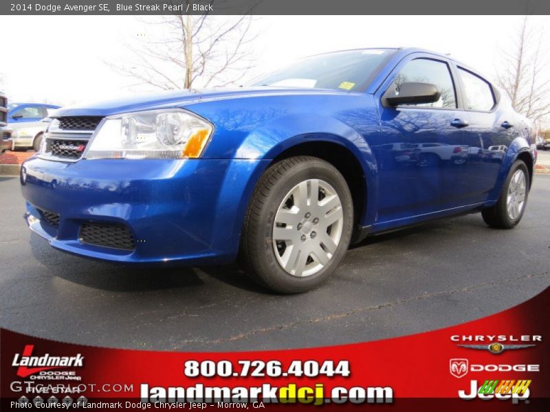Blue Streak Pearl / Black 2014 Dodge Avenger SE