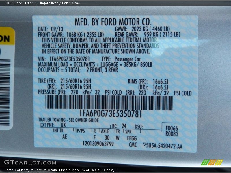 Ingot Silver / Earth Gray 2014 Ford Fusion S