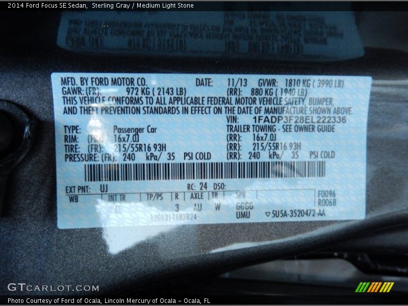 Sterling Gray / Medium Light Stone 2014 Ford Focus SE Sedan