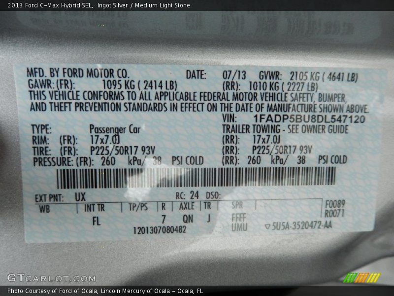 Ingot Silver / Medium Light Stone 2013 Ford C-Max Hybrid SEL