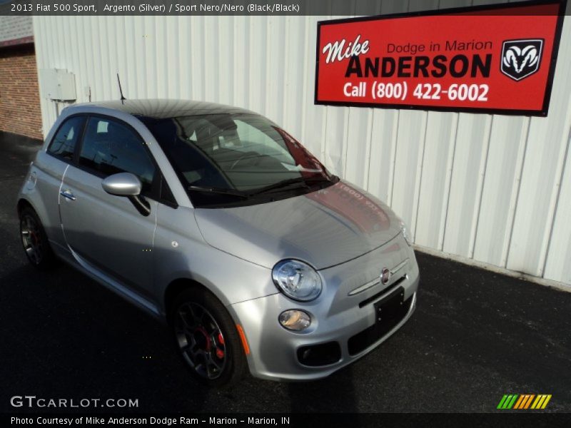 Argento (Silver) / Sport Nero/Nero (Black/Black) 2013 Fiat 500 Sport