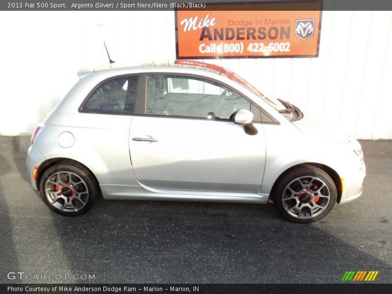 Argento (Silver) / Sport Nero/Nero (Black/Black) 2013 Fiat 500 Sport