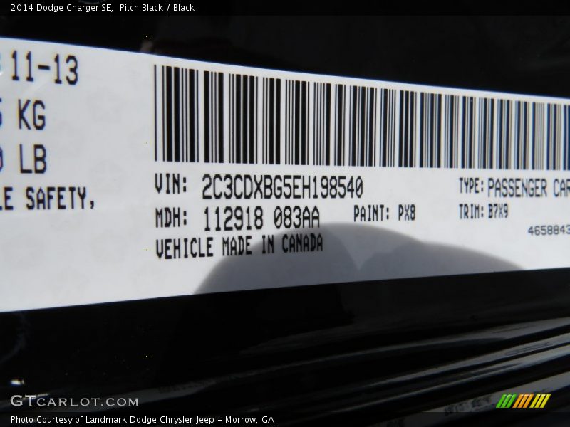 Pitch Black / Black 2014 Dodge Charger SE