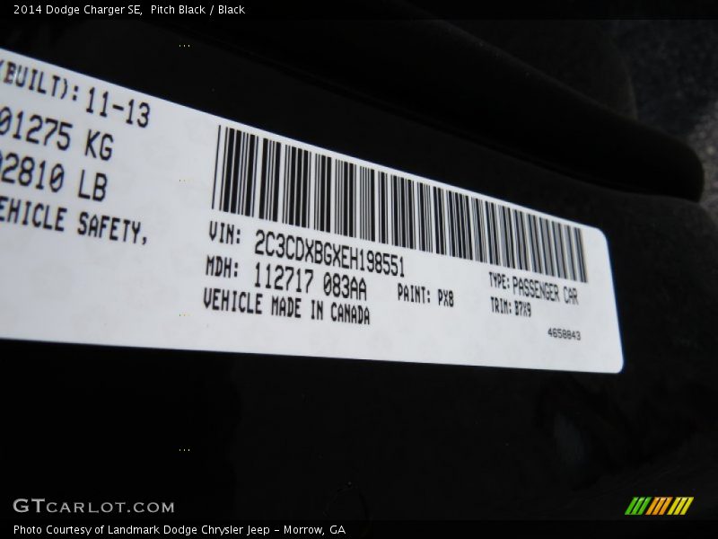 Pitch Black / Black 2014 Dodge Charger SE