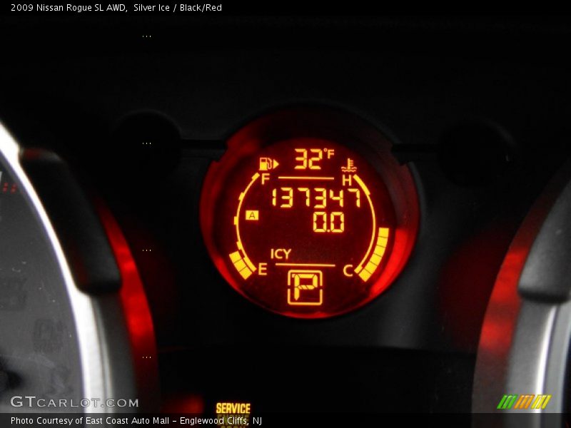 Silver Ice / Black/Red 2009 Nissan Rogue SL AWD