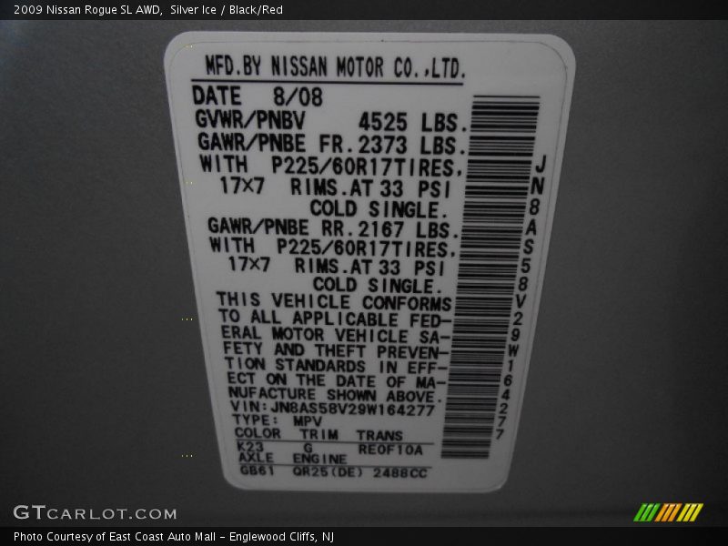 Silver Ice / Black/Red 2009 Nissan Rogue SL AWD
