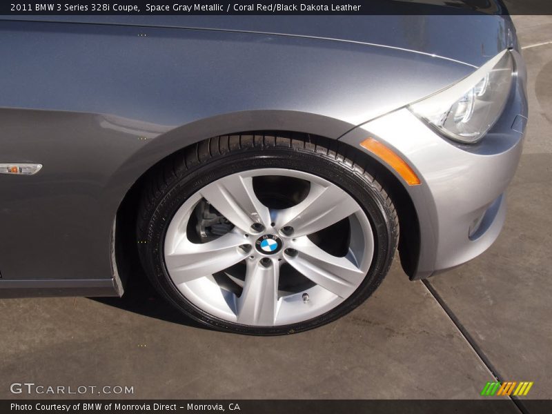 Space Gray Metallic / Coral Red/Black Dakota Leather 2011 BMW 3 Series 328i Coupe