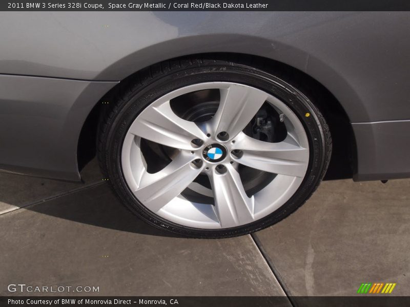 Space Gray Metallic / Coral Red/Black Dakota Leather 2011 BMW 3 Series 328i Coupe