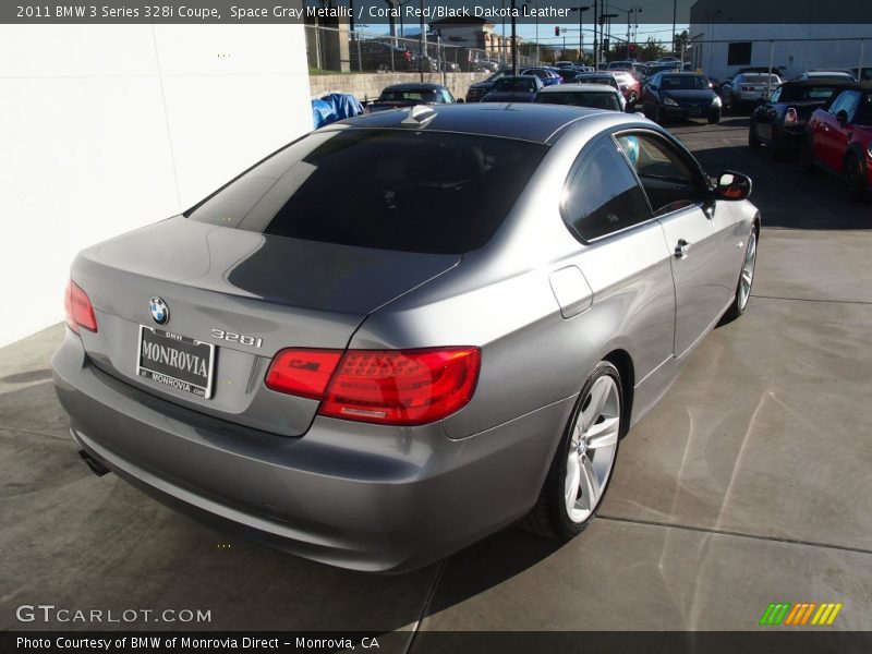 Space Gray Metallic / Coral Red/Black Dakota Leather 2011 BMW 3 Series 328i Coupe